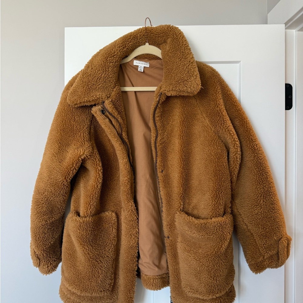 Topshop Cozy Brown Sherpa Jacket